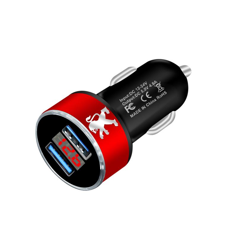 Автомобильное зарядное устройство 2 USB-порта Быстрая зарядка Цифровой дисплей Автоаксессуары Для Peugeot 308 408 508 RCZ 208 3008 2008 206 207 406 407 408 206 207 208 307