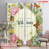 2pcs 2D Flat Printing Curtains Wildflower Birthday First Butterfly Polyester Without Electricity Holiday Decorations for Parties