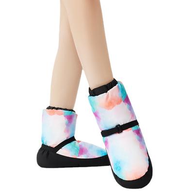 Женские утепленные тапочки-ботинки для танцев с ремешком на липучке, исключительно теплая подошва из ПВХ, зимняя тренировочная обувь для тренировок