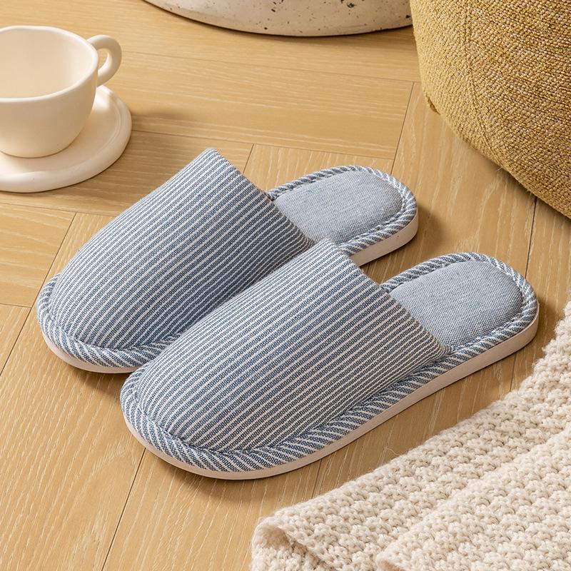 Домашние хлопково-льняные тапочки на четыре сезона в японском стиле, женские, для дома, на осень и зиму, для пар, домашние, нескользящие, с мягкой подошвой, хлопковые тапочки, мужские