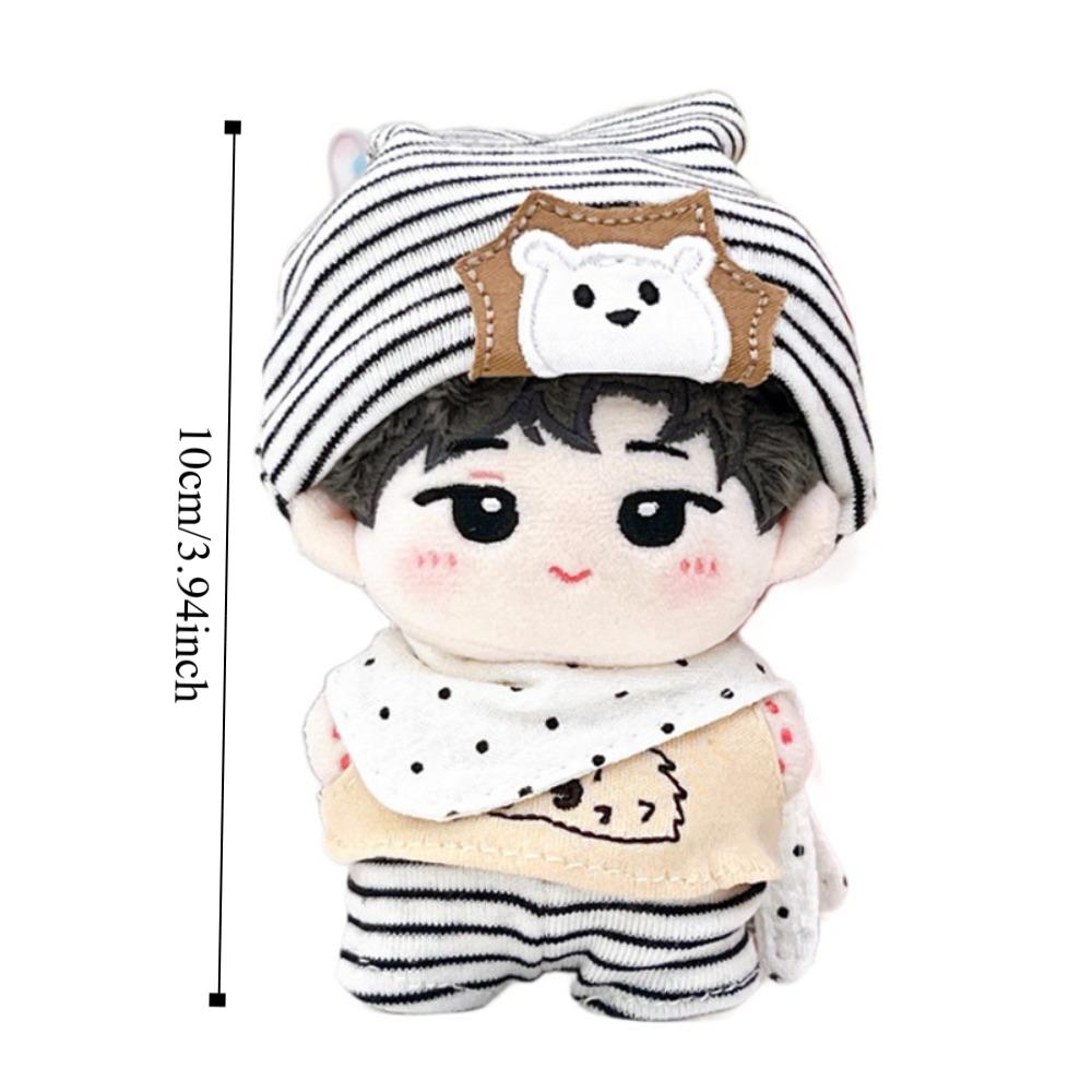 Hedgehog T-shirt 10cm Cotton Doll Clothes Striped Hat Suit Doll Clothes Outfit Funny Lovely Doll Dress Up Set 10cm Cotton Doll