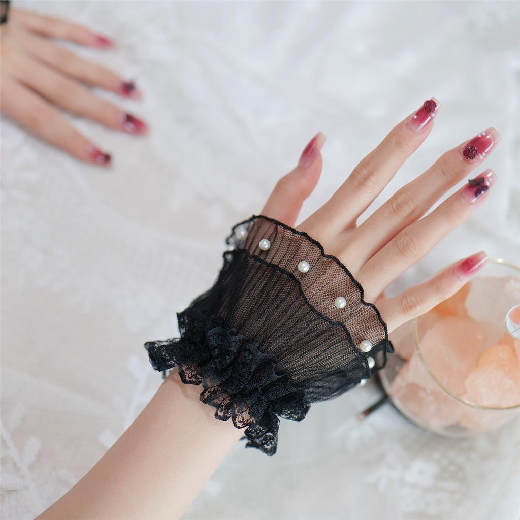 Elegant Pearl Lace Cuffs Sleeves Wrist Cuffs For Nail Art Photography And Fashion Decorative Sleeves Hand Accessories