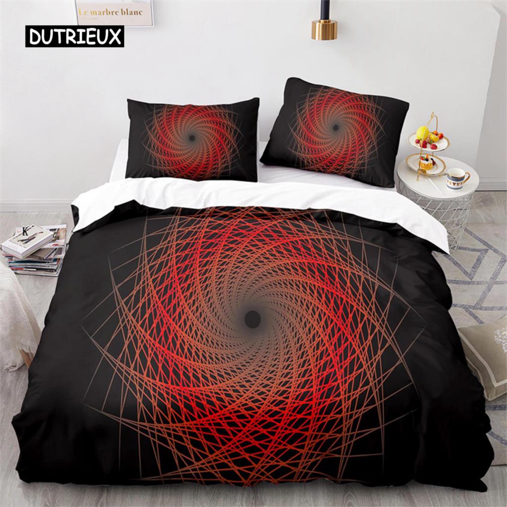 Colorful Geometric Duvet Cover Set Psychedelic Swirl Bedding Set King Queen For Kids Adults Room Microfiber Abstract Quilt Cover