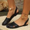 2024 Высококачественная женская обувь Лето Лидер продаж Модные однотонные женские сандалии Baotou Hollow Pearl Flat Bottom Roman