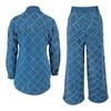 Fashion Women's Denim Tassel Checkered Cardigan Set with Shoulder Down and Long Sleeves