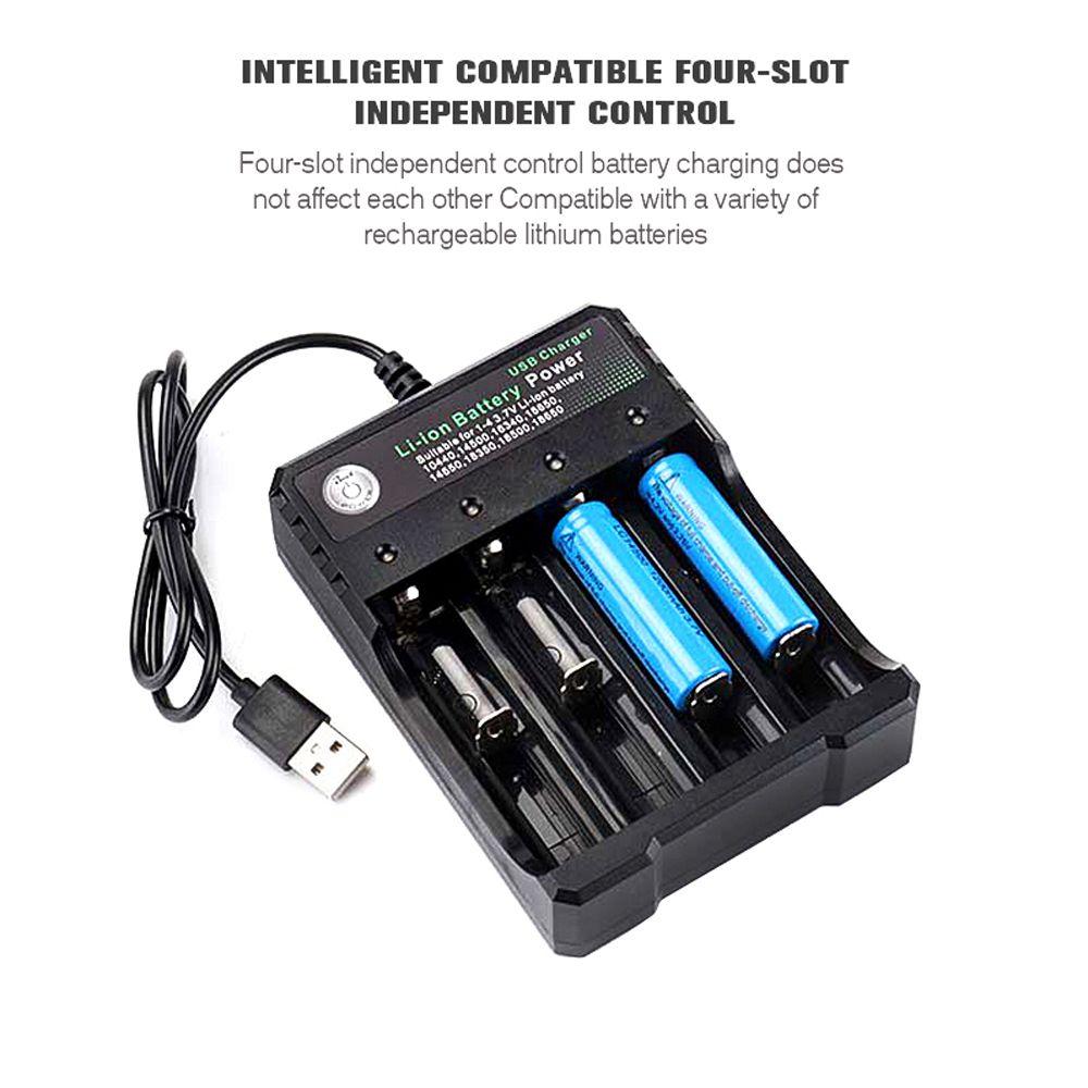 Li-ion Battery 18650/18500/16340/14500/26650 4 Slot Battery Charger For 18650 Charging USB Charger