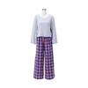 Francfranc Check Pattern Ribbed Cute Loungewear, Blue, Casual, Material,