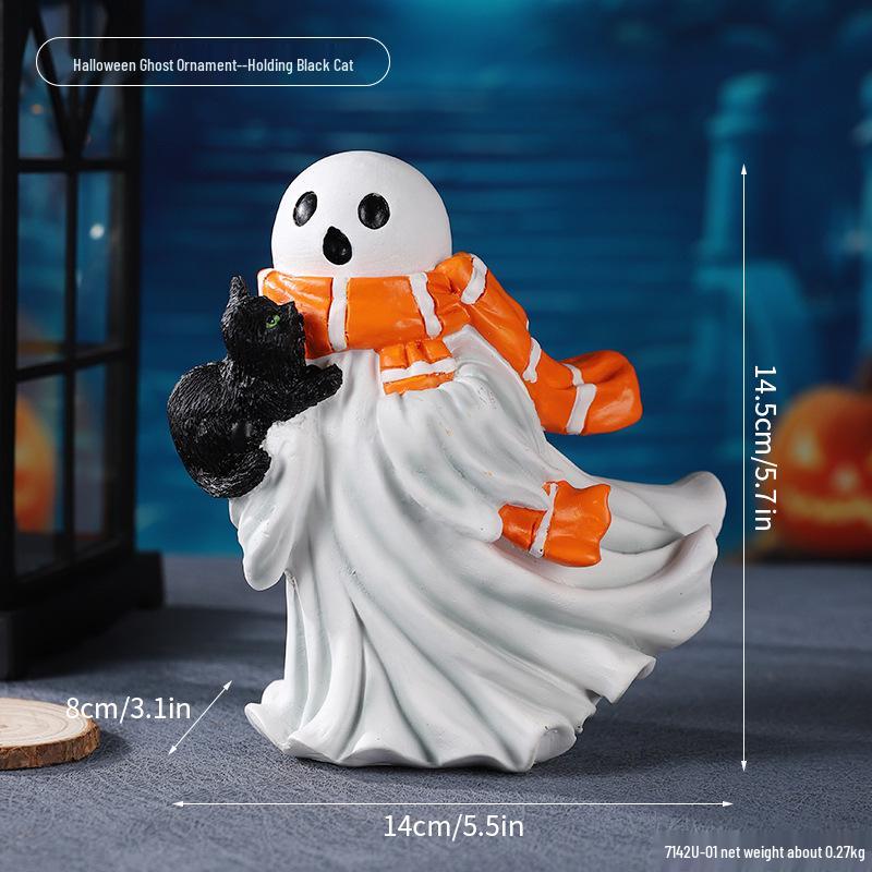 Cross-Border Halloween Skull Resin Ornament - Ghost Festival Decoration for Desktop and Entrance