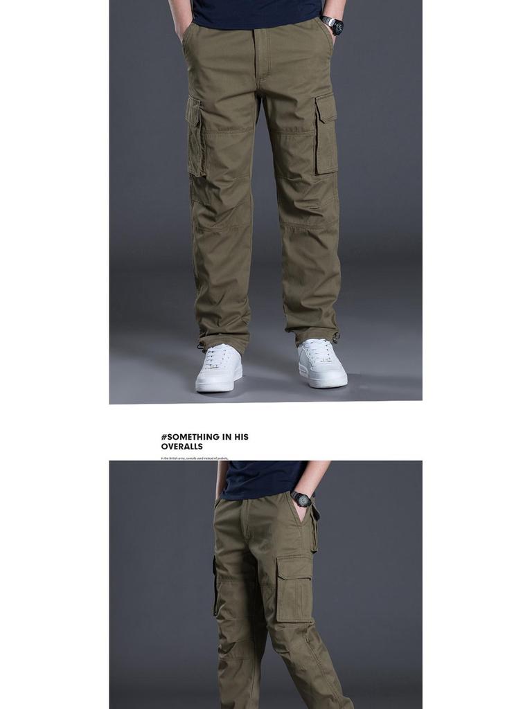 Men's Multi-Pocket Cargo Pants for Summer, Spring, and Autumn - Loose, Straight-Leg Casual Trousers