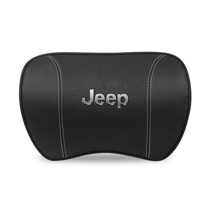 Car Leather Headrest Seat Lumbar Support Waist Cushioning For Jeep Grand Cherokee Wrangler JK Gladiator Compass Renegade Avenger