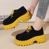 Fashion Fall New Block Heel Single Shoes Women's Fashion Round Toe Suede Lace-up Platform Non-Slip Low-Top Shoes