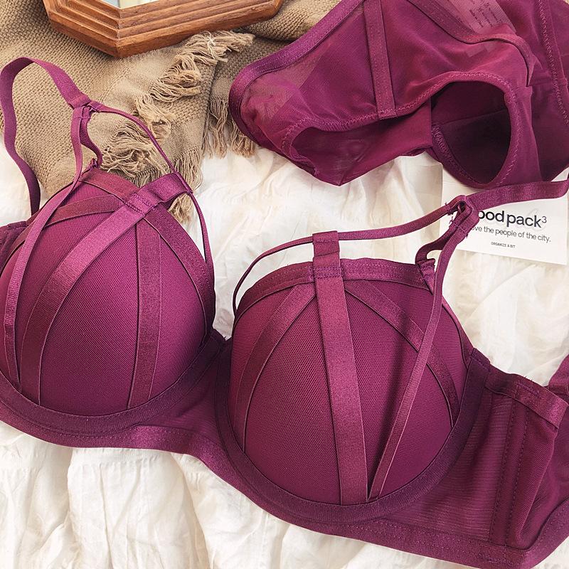 Новый цветной комплект нижнего белья, сексуальный полый комплект с бюстгальтером пуш-ап, женский классический бандажный бюстгальтер, летний кружевной комплект больших размеров с бюстгальтером и трусиками