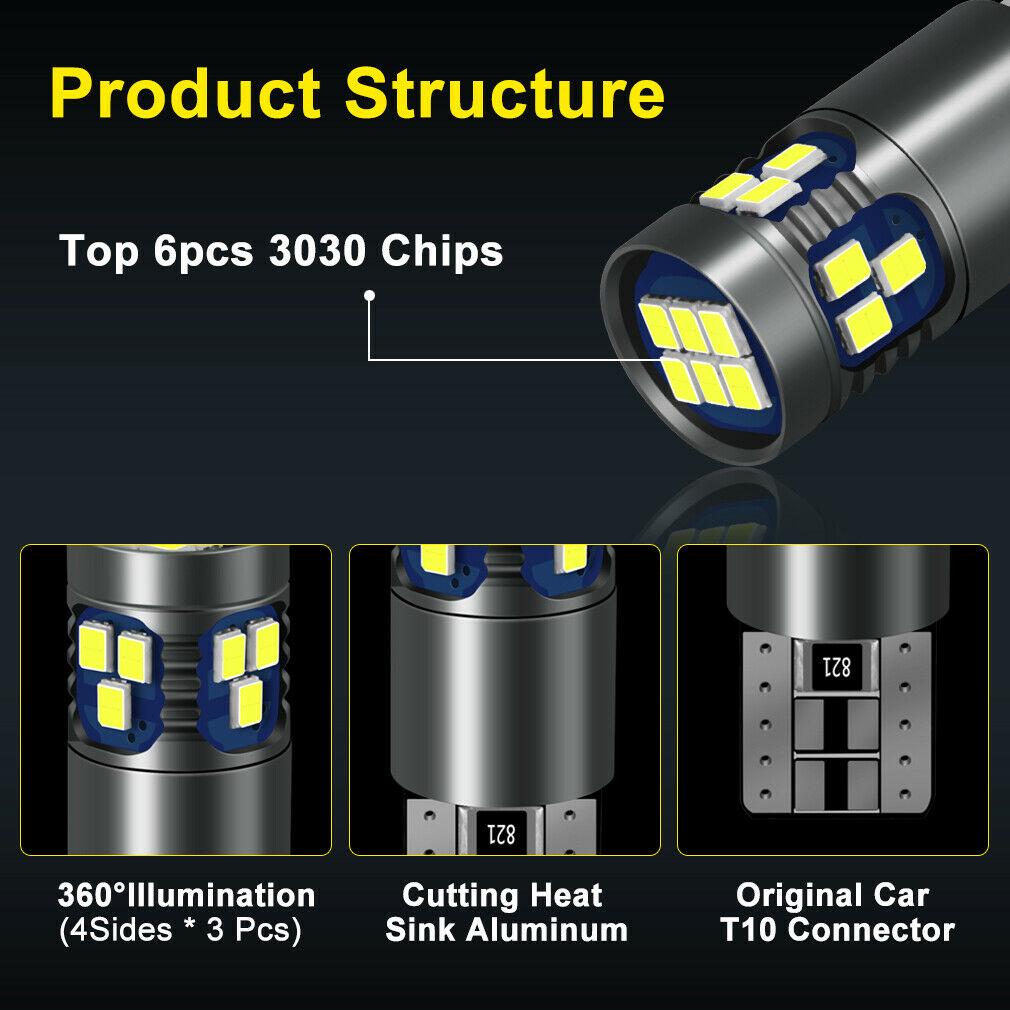 2 шт. супер яркие светодиодные лампы T10 W5W светодиодные лампы 3030 салона автомобиля лампа для чтения габаритная лампа 168 194 светодиодная автоклиновая парковка 12 В для автомобилей