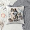 Wolf Family Winter Forest Square Pillowcase Polyester Linen Velvet Creative Zip Decor Home Cushion Cover