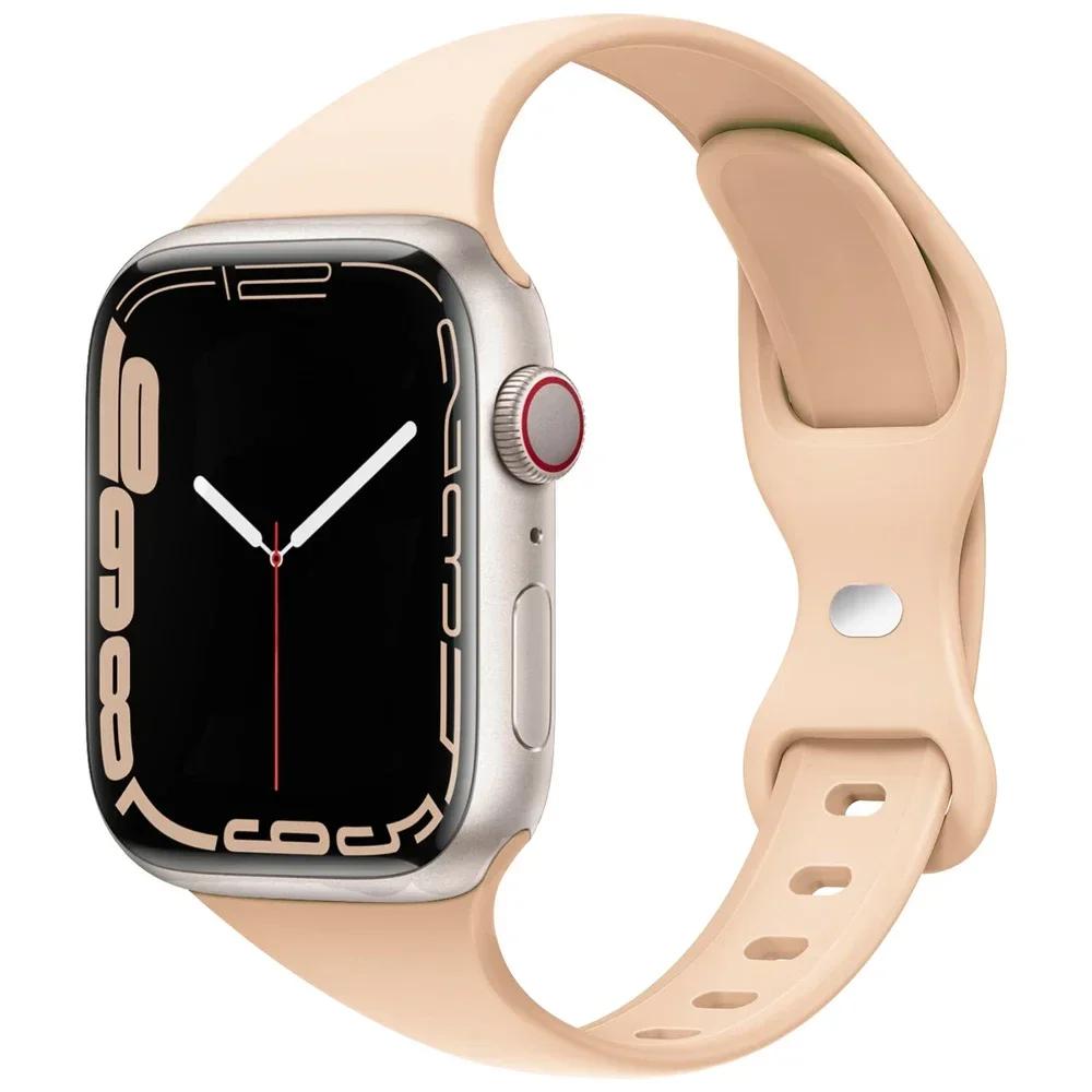 Тонкий силиконовый ремешок для Apple Watch 11 10 46 мм Ultra 3-2 49 мм серии 9-8-7 41 мм 45 мм 44 мм спортивный браслет iWatch 4 6 5 SE 3 ремешок