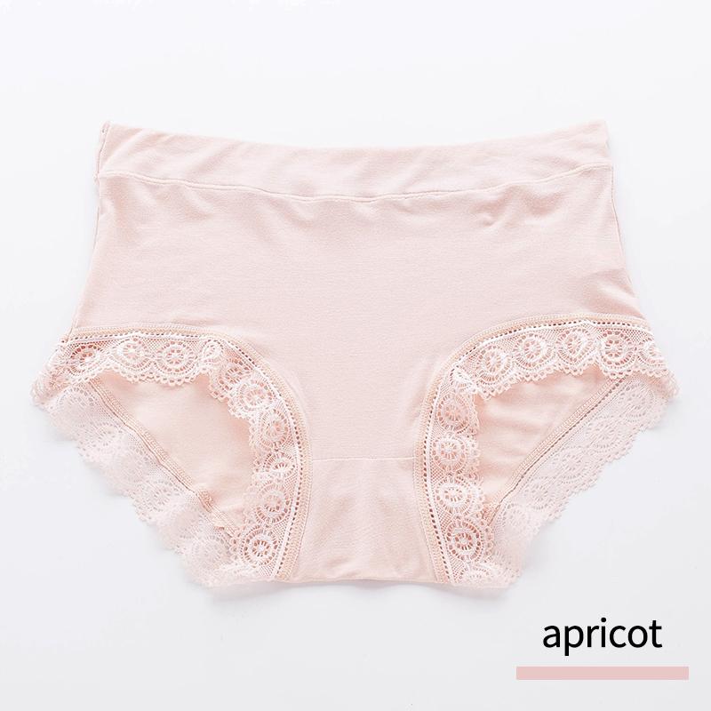 Mid-High Waist Cotton Crotch Lace Breathable Tummy Large Size Women's Triangle Pants