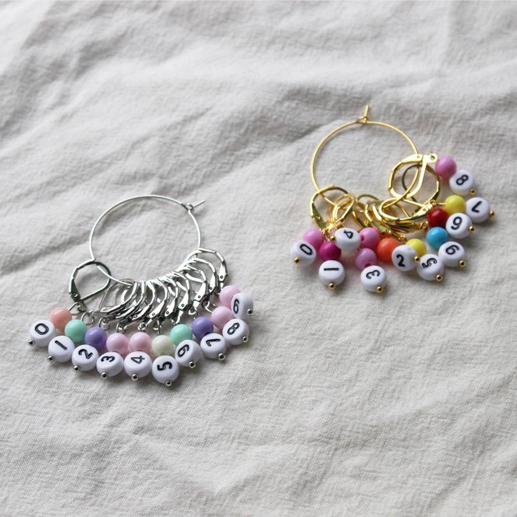 10Pcs Number Stitching Marker Acrylic Crochet Stitching Marker Charm Removable Lobster Clasp Locking Stitch Marker