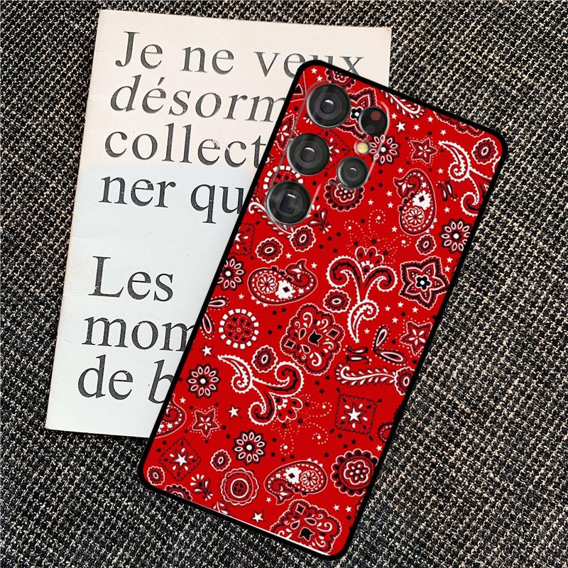 Красный чехол-бандана с узором пейсли для Samsung Galaxy S25 Ultra S20 S21 S22 S23 S24 Ultra S9 S10 Plus S25 FE Задняя крышка