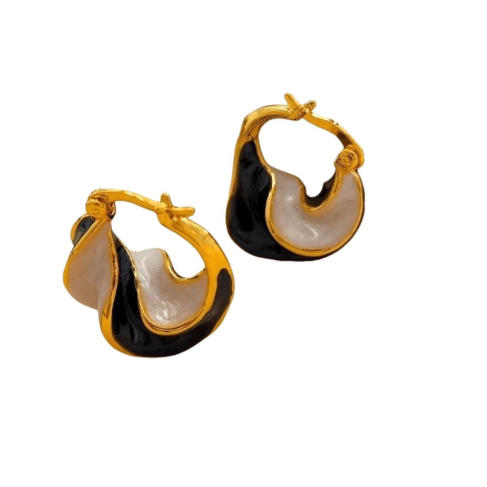 Round Shape Enamel Glaze Earrings Gold Plated Statement Ear Buckle Spiral Hoop Earrings Vacation