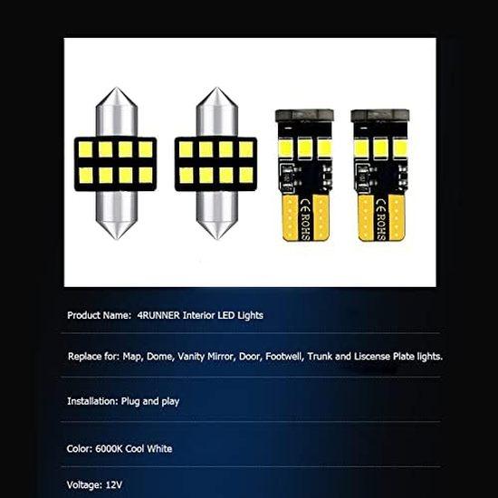 16pcs 4Runner Interior LED Lights Replacement for 2010-2019 2020 2021 2022 2023 Toyota 4Runner 6000K Super Bright White interior LED bulbs package +
