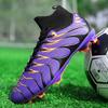Мужские высокие футбольные бутсы большого размера с длинными ногтями, кожаные футбольные бутсы для мальчиков, противоскользящие футбольные бутсы с гвоздями
