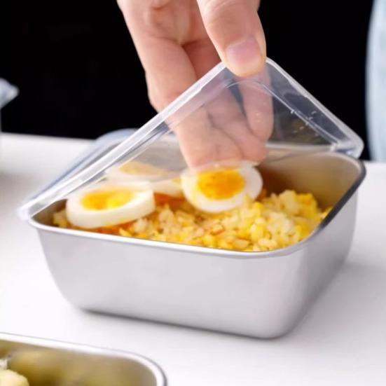 Контейнеры для хранения продуктов из нержавеющей стали с крышками, герметичные квадратные коробки для приготовления еды, пригодные для холодильника и духовки, герметичные коробки для ланча Bento без содержания бисфенола А