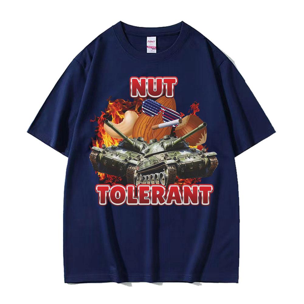 Nut Tolerant Funny Goofy Ahh Meme Tshirts Unisex High Street Vintage Short Sleeve T Shirt Men Summer Fashion Oversized Tees