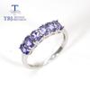 Classic Natural Tanzanite Jewelry Set Real Tanzanite Gemstone Oval 3*5mm 925 Sterling Silver Ring Earring Women's Fine Jewelry