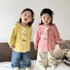 2025 Girls' Korean Style Peter Pan Collar Cardigan - Fashionable Spring/Autumn Baby Outerwear Top Set