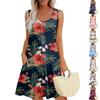 Women's Summer Casual U-shaped Tie Pocket Popular Floral Print Dress