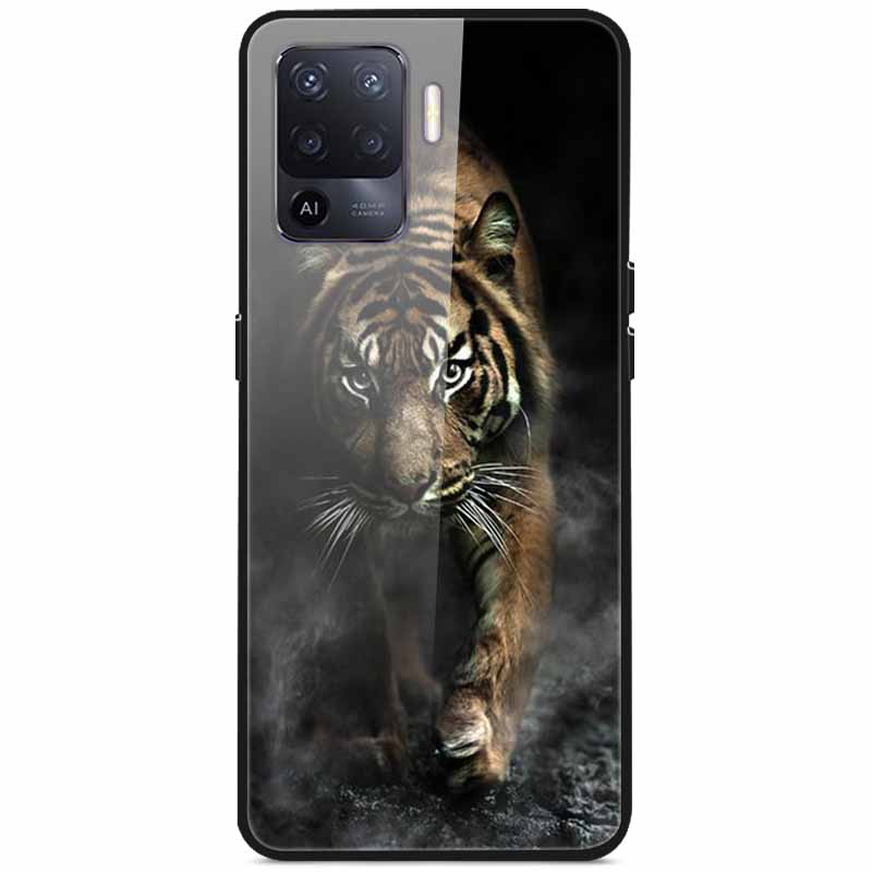 Закаленное Стекло Чехол для Oppo Reno5 Lite Жесткая Задняя Крышка для Oppo Reno 5 Lite Роскошный Расписной Reno5Lite Funda 6.43'' Ударопрочный