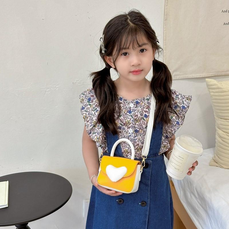 Cartoon Soft Heart Contrast Colors Shoulder Purse Adorable Girls Crossbody Bag