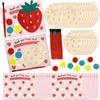 20 Strawberry Diy Craft Kits - Wood Chip Painting Sets And Colored Yarns, Create Your Own Strawberry-themed Decorations For Your