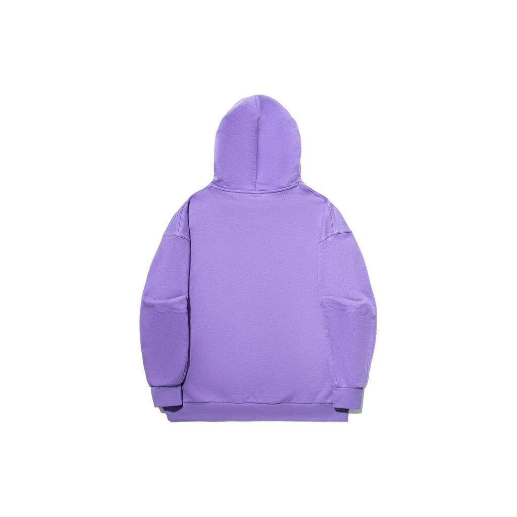Li Ning Letter Print Loose Pullover Hoodie Unisex hoodies Lavender AWDT719-2