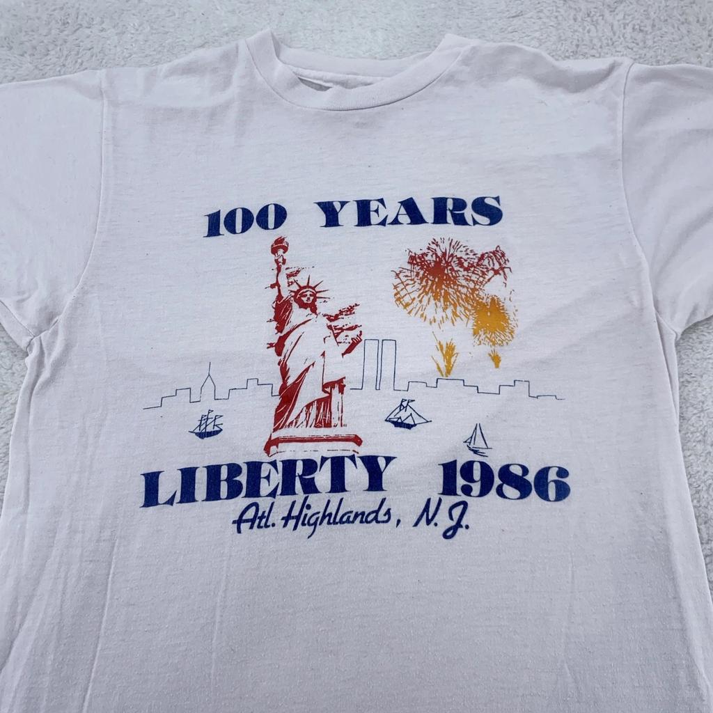 Vintage Statue of Liberty T-Shirt Mens XS Atlantic Highlands NJ 1986 80s