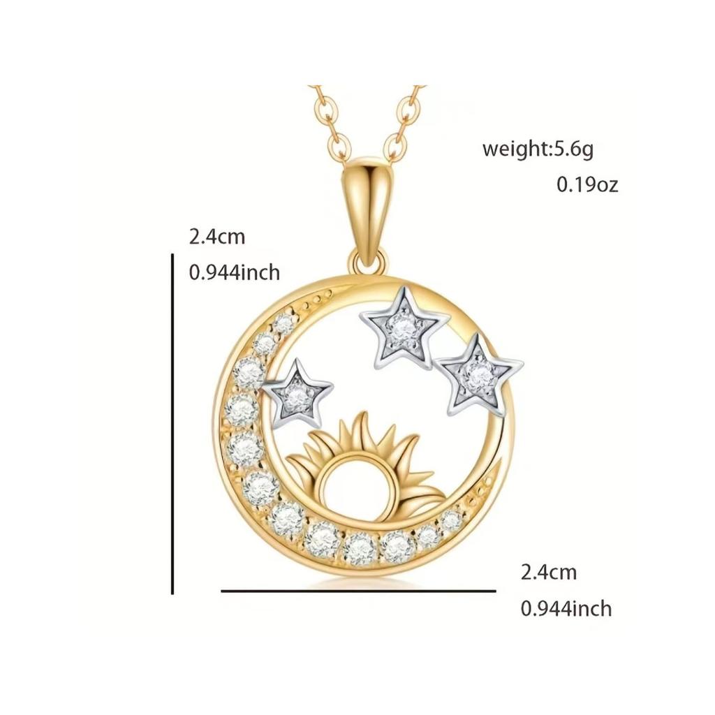 Ожерелье из сплава золота с изображением солнца, луны и звезд для женщин, ювелирное украшение в подарок жене, девушке, маме