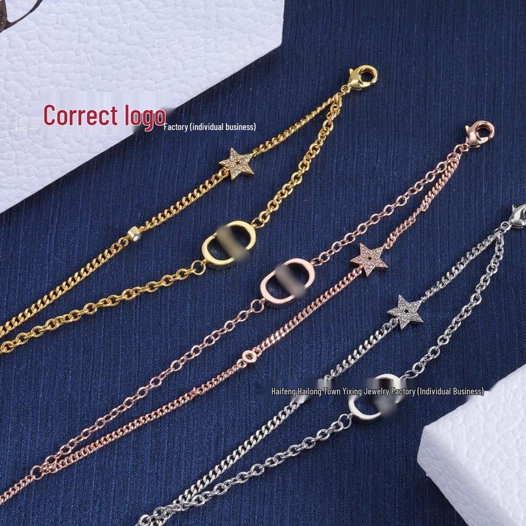 Di Jia High-Value Small Fragrance Style Light Luxury Double-Layer Bracelet with Full Diamond Star Design