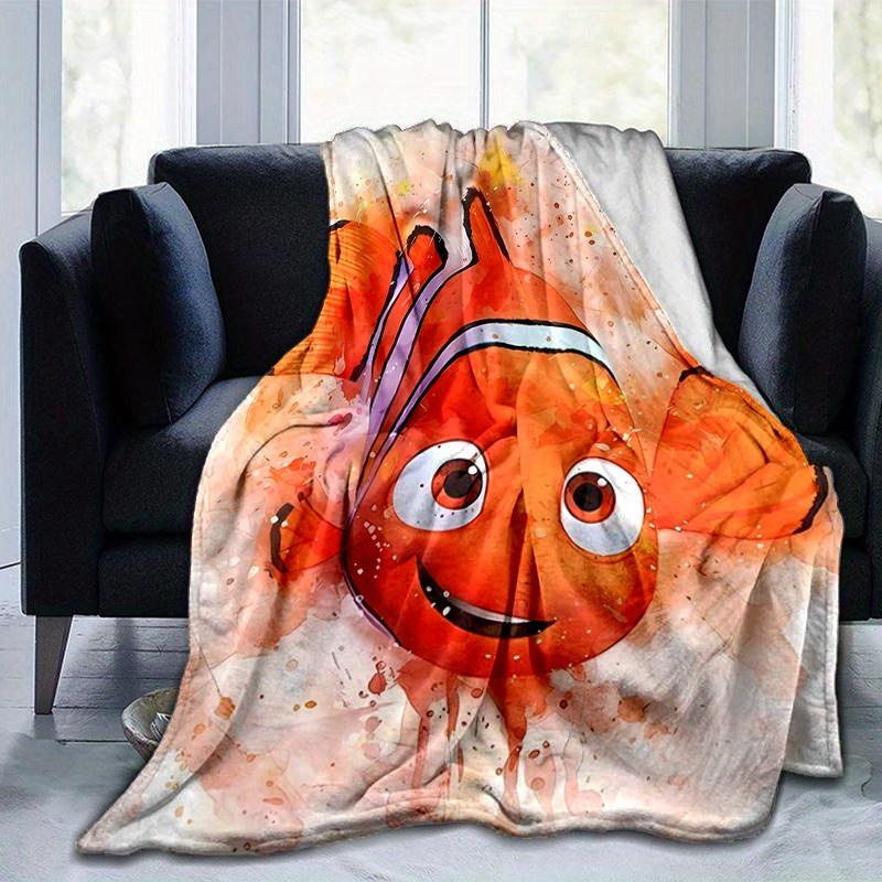 1pc, Finding Nemo Inspired Watercolor Art Blanket - Seasonal Decorative Throw for Home, Soft Flannel Throw Blanket - Versatile & Cozy for Be