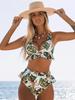 Fitshinling Бикини с высокой талией 2025 Женский купальник с оборками и принтом Женский купальник Летний пляжный Раздельный Комплекты бикини из 2 предметов Сексуальный