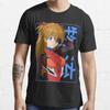 Summer Men Fashion Casual Shirts Short Sleeves Neon Genesis Evangelion Asuka Black Tees Oversized T-shirts