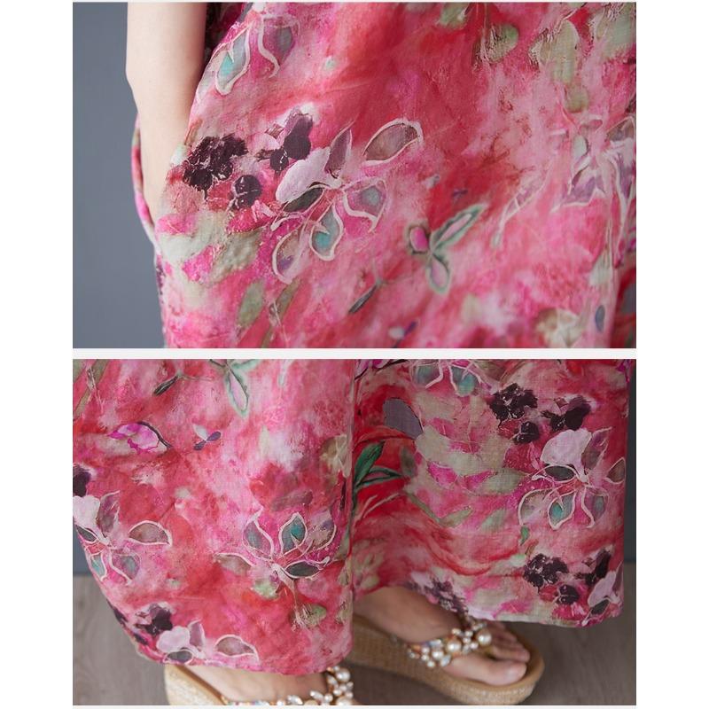 DIMANAF 2025 Плюс Размер Летнее Платье Женское Повседневное Винтажное Длинное Платье Свободное Цветочное Печать Базовое Платье Макси