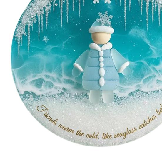 Украшение-дружба из морского стекла Круглое Ручной работы Украшение на елку из морского стекла с трогательным посланием Подарки дружбы для лучших друзей