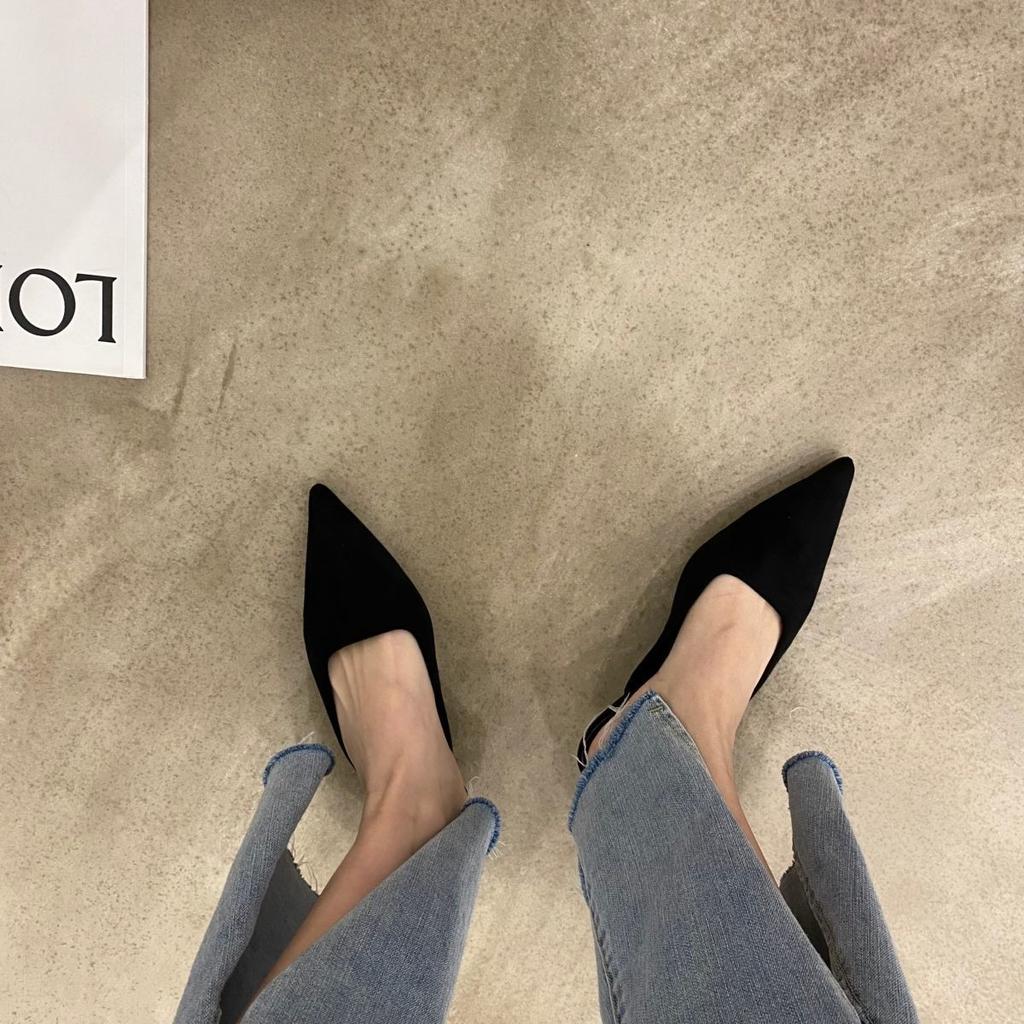Fashion Sandals Sexy Woman Slippers Low Heel Shoes for Women Mules Slides Pointed Toe Wholesale Designer Luxury On Sale Vip Small Size