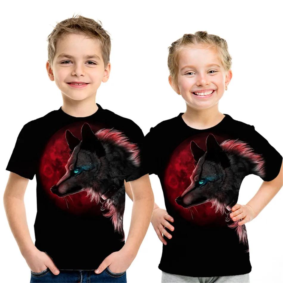 Summer Children Space Galaxy 3D T Shirt Angel Animal Lion Tiger Wolf Leopard Printed Boys Girls T-shirt Kids Fashion Tshirt Tops