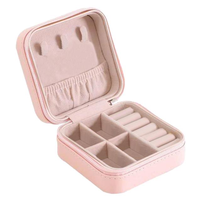 Jewelry Organizer Display Travel Jewelry Case Boxes Pu Leather Earring Necklace Ring Portable Holder Zipper Small Box