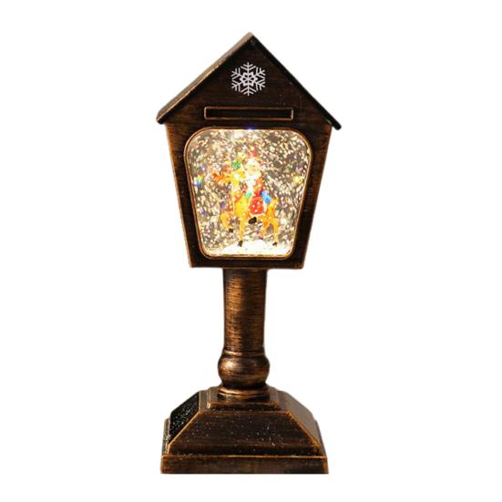 Christmas Wind Light USB/Battery Powered Mailbox Design Lamp Retro Sequin Glass Ball Santa Claus Snowflake Lantern Xmas Decor