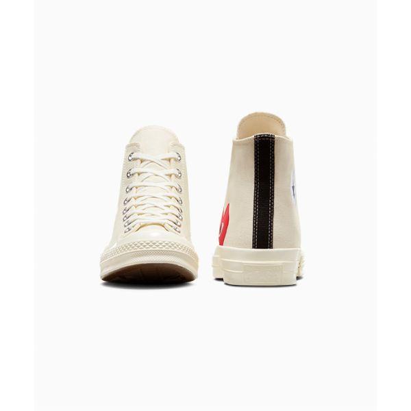 Мужские кроссовки Comme des Garçons Play x Converse Chuck 70 High Молочные 2023 Унисекс Кеды Кремово-белые Красный High-Risk-Red A08792C