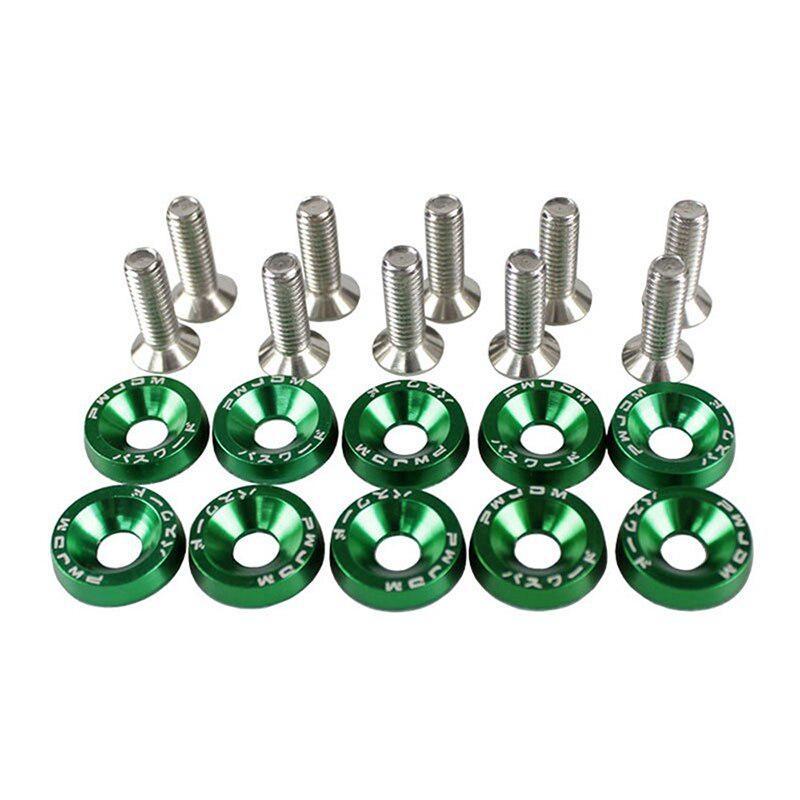 10pcs Car Modified Hex Fasteners Fender Washer Bumper Engine Concave Screws Aluminum Fender Washers and M6 Bolt