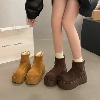 Женские зимние легкие теплые ботинки-дутики на толстой подошве с интегрированным мехом, нескользящие, износостойкие, повседневные кроссовки, хлопковые ботинки