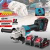 Brushless Angle Grinder 125MM Cordless Polishing Grinding Machine 6 Gears Metal Wood Cutting Tool For Makita 18V Battery